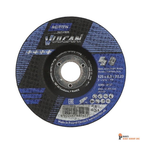 nortonschleifmittel/NORTON_schleifmittel_66252925524 Norton VULCAN  Portable grinding wheels 125x8x22.2mm 30 GRIT_122553